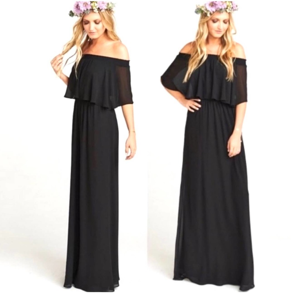 Show Me Your Mumu Hacienda Maxi Dress Solid Black NWT
